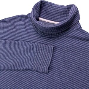 Paul Stuart Mens XL Blue Stripe Rollneck Turtleneck Cotton Sweater